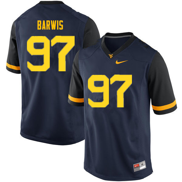 NCAA Men's Connor Barwis West Virginia Mountaineers Navy #97 Nike Stitched Football College Authentic Jersey ZQ23B28ZK